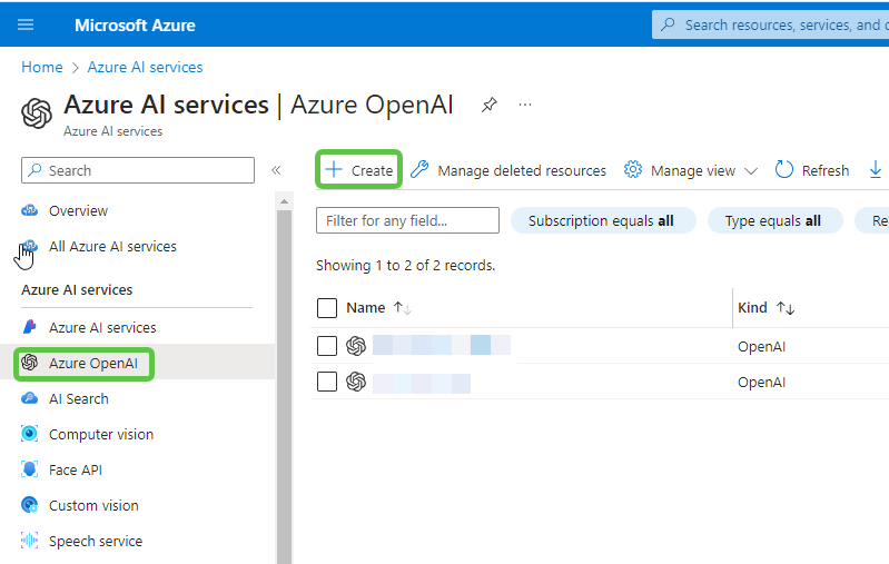 Create OpenAI Instance